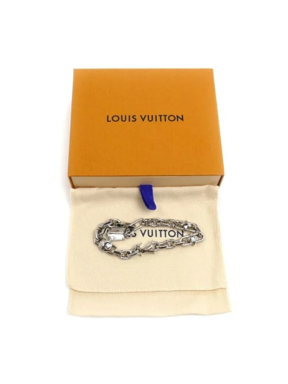 Louis Vuitton Metal LV Monogram Lovers Chain Bracelet 22.5